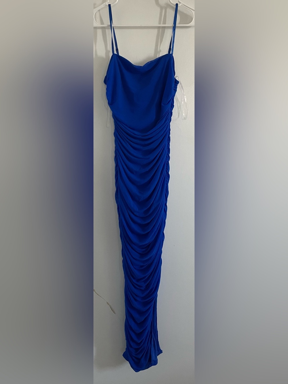 Emprada Elegant Royal Blue Ruched Maxi Dress Sleeveless Cowl Neck  Medium NWT